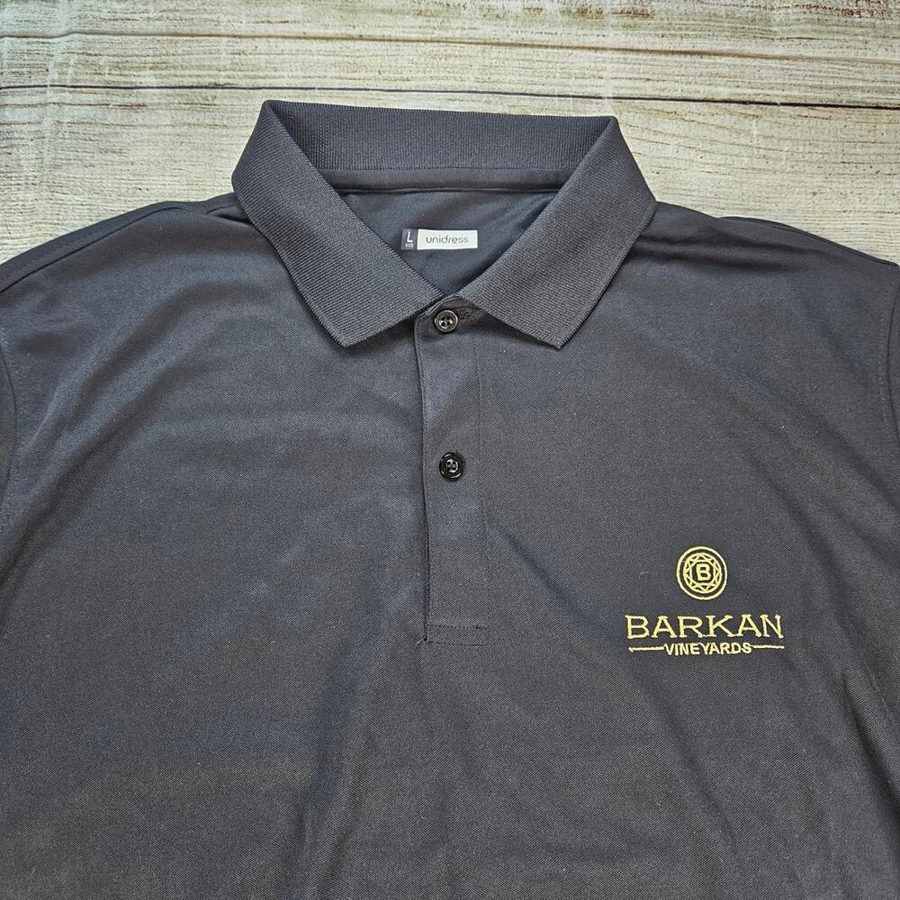 Barkan Vineyards unidress Men's Black L Polo Shirt Performance Moisture-Wicking